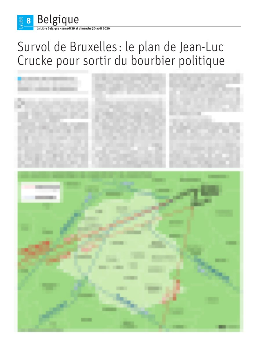 Page de La Libre Belgique du 29-30 août 2026 (texte volontairement flouté)